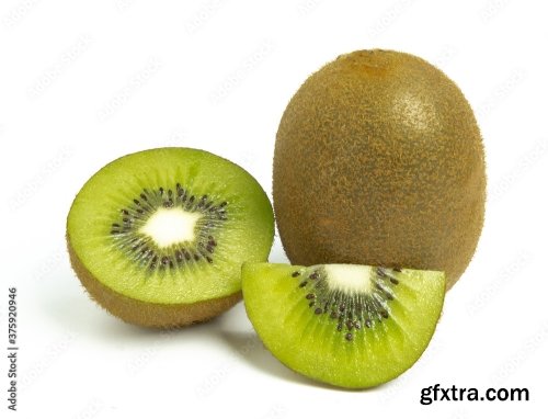 Kiwi Fruit Whole And Sliced Isolated On White Background 8xJPEG