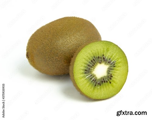 Kiwi Fruit Whole And Sliced Isolated On White Background 8xJPEG