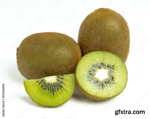 Kiwi Fruit Whole And Sliced Isolated On White Background 8xJPEG