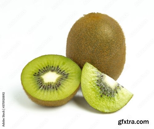 Kiwi Fruit Whole And Sliced Isolated On White Background 8xJPEG