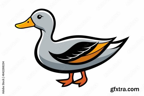 Duck Different Style Vector Illustration Line Art 6xSVG