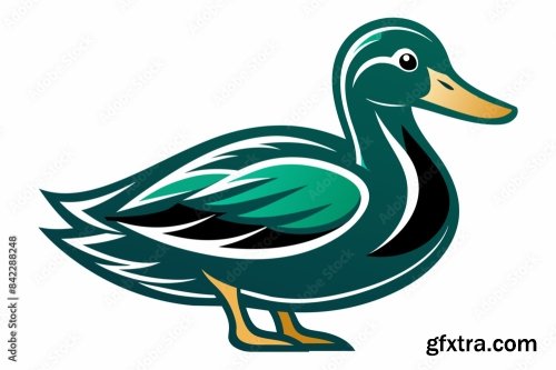 Duck Different Style Vector Illustration Line Art 6xSVG