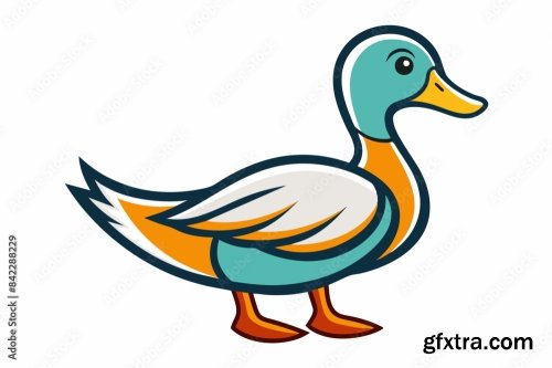 Duck Different Style Vector Illustration Line Art 6xSVG