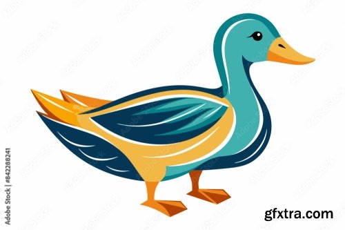 Duck Different Style Vector Illustration Line Art 6xSVG