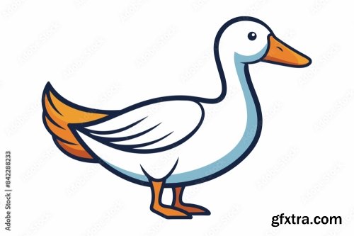 Duck Different Style Vector Illustration Line Art 6xSVG