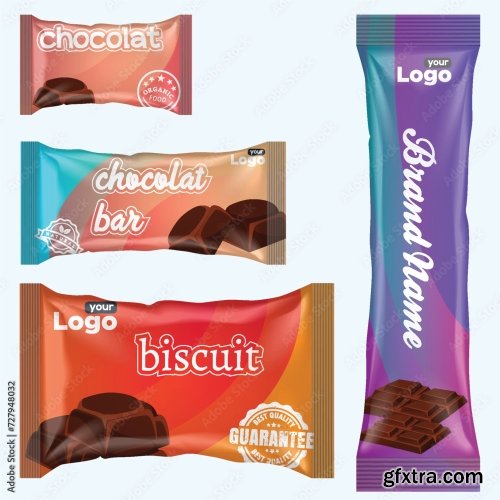 Flow Pack And Chocolate Bar Snack Package Template 20xAI