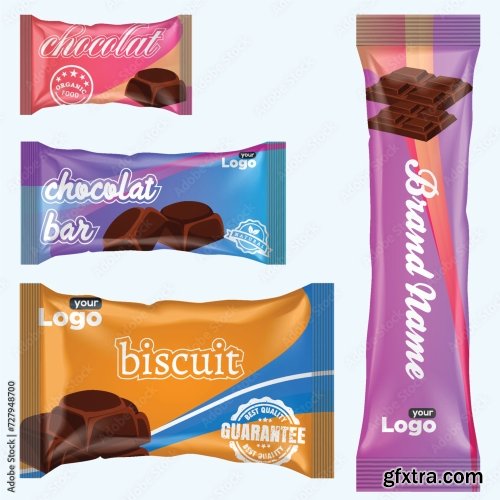 Flow Pack And Chocolate Bar Snack Package Template 20xAI