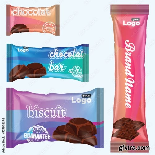 Flow Pack And Chocolate Bar Snack Package Template 20xAI