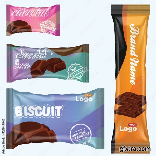 Flow Pack And Chocolate Bar Snack Package Template 20xAI