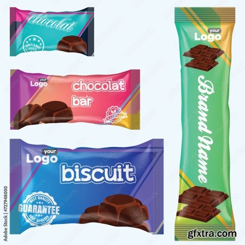 Flow Pack And Chocolate Bar Snack Package Template 20xAI