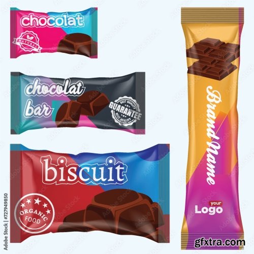 Flow Pack And Chocolate Bar Snack Package Template 20xAI