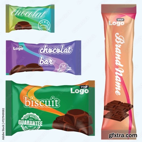 Flow Pack And Chocolate Bar Snack Package Template 20xAI