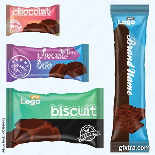 Flow Pack And Chocolate Bar Snack Package Template 20xAI