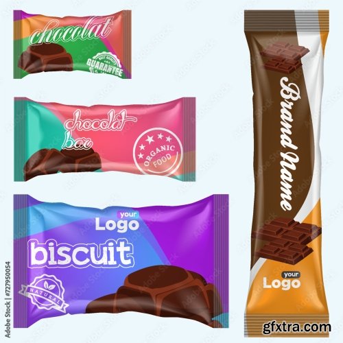 Flow Pack And Chocolate Bar Snack Package Template 20xAI