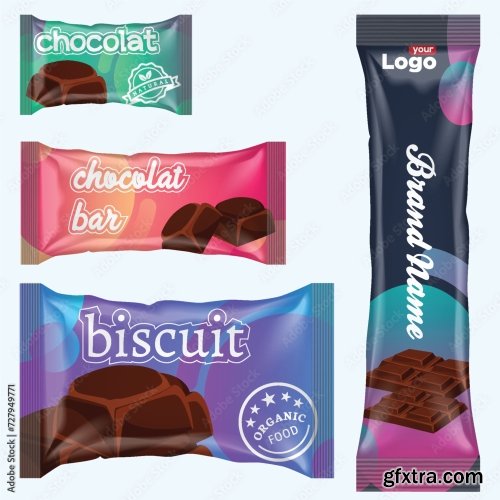 Flow Pack And Chocolate Bar Snack Package Template 20xAI