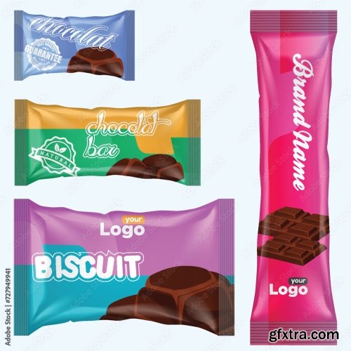 Flow Pack And Chocolate Bar Snack Package Template 20xAI