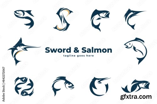 Fish Logo Vector Template 6xAI