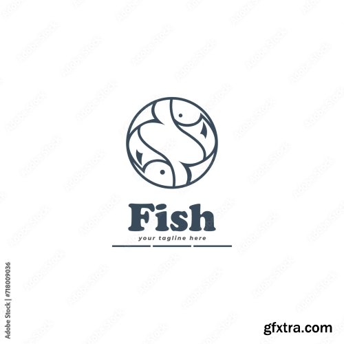 Fish Logo Vector Template 6xAI