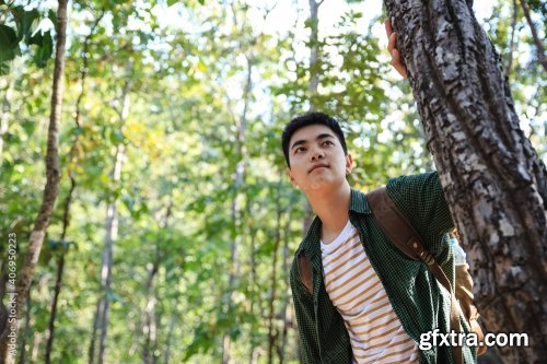 Asian Teenager Hike Through Forest To Peak 7xJPEG