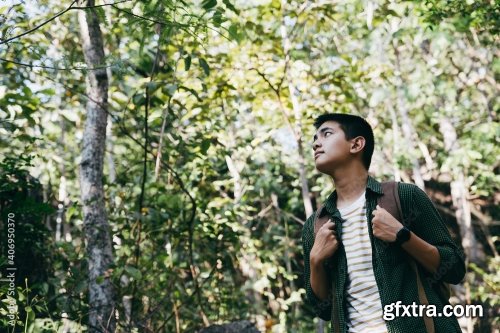 Asian Teenager Hike Through Forest To Peak 7xJPEG