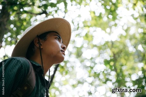 Asian Teenager Hike Through Forest To Peak 7xJPEG