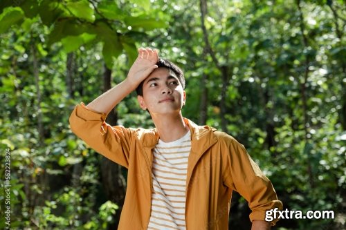 Asian Teenager Hike Through Forest To Peak 7xJPEG