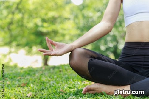 Young Woman Doing Yoga In Garden 12xJPEG