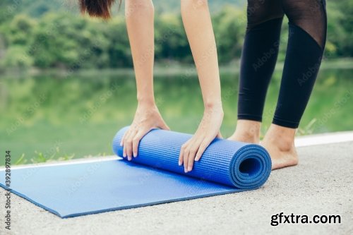 Young Woman Doing Yoga In Garden 12xJPEG