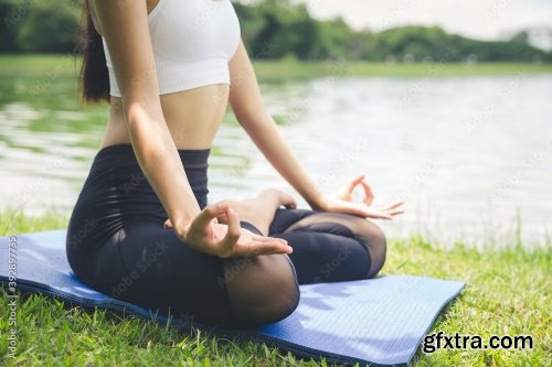 Young Woman Doing Yoga In Garden 12xJPEG