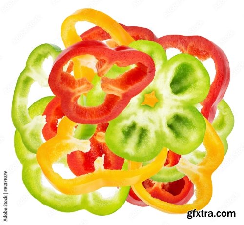 Red Yellow And Green Pepper Isolated On A White Background 7xJPEG