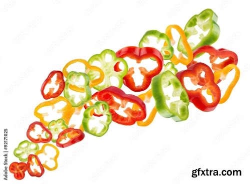 Red Yellow And Green Pepper Isolated On A White Background 7xJPEG