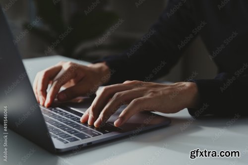 Young Businessman Working With Laptop At Home Office 4xJPEG