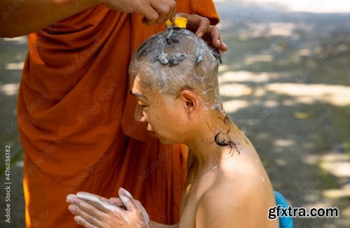 Asian Man Shaving His Head 5xJPEG