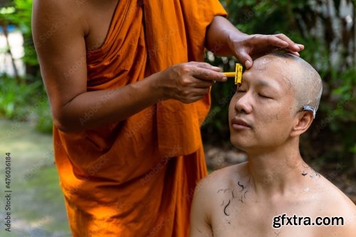 Asian Man Shaving His Head 5xJPEG