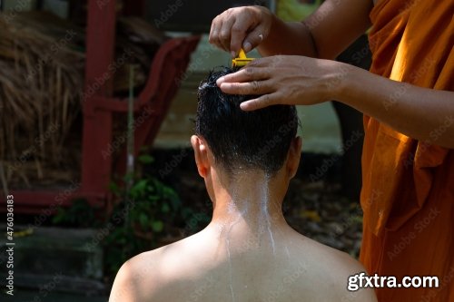 Asian Man Shaving His Head 5xJPEG