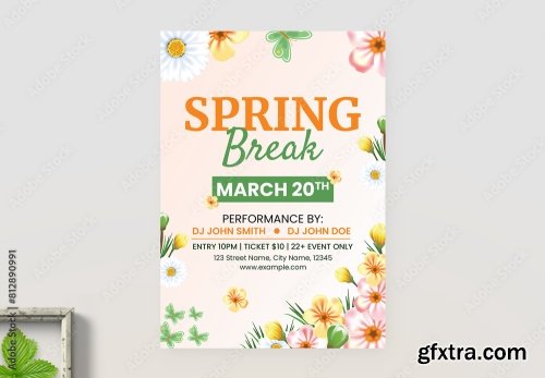 Spring Break Flyer Layout 10xAI