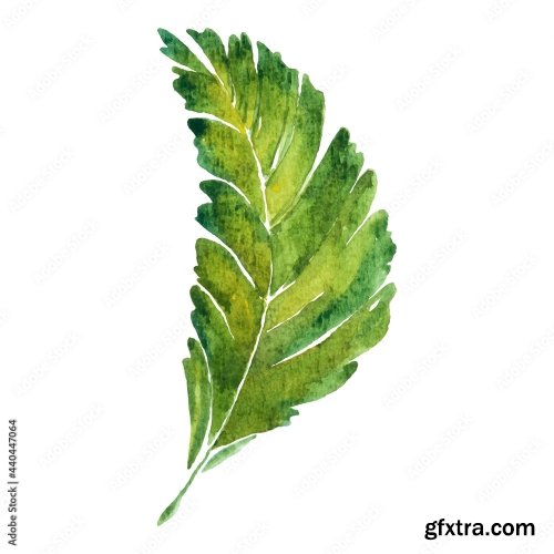 Watercolor Of Tropical Yellow Leaf 9xAI