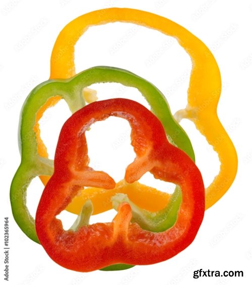 Red Green And Yellow Peppers Isolated On A White Background 7xJPEG