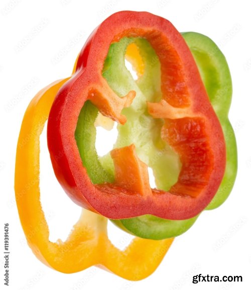 Red Green And Yellow Peppers Isolated On A White Background 7xJPEG