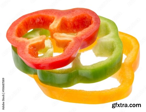 Red Green And Yellow Peppers Isolated On A White Background 7xJPEG