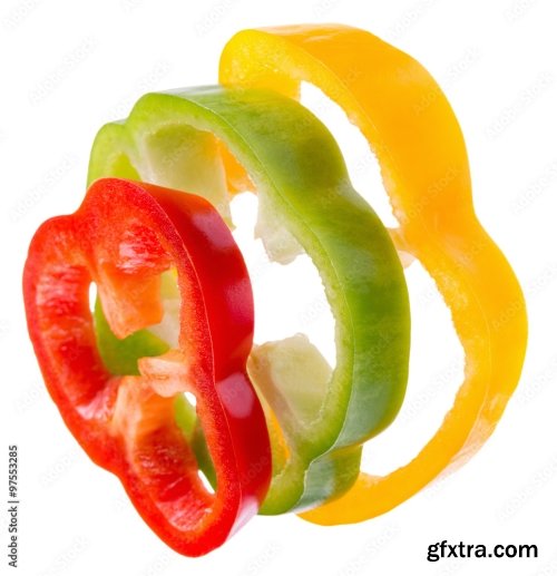 Red Green And Yellow Peppers Isolated On A White Background 7xJPEG