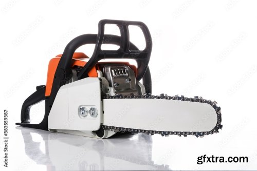 Professional Petrol Chainsaw Isolated On A White Background 7xJPEG