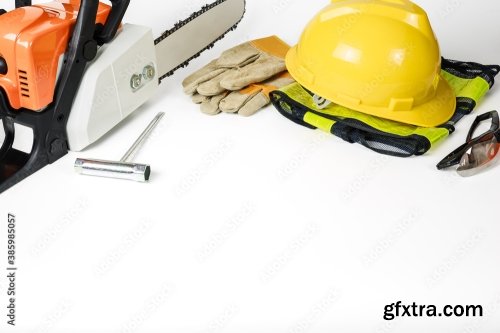 Professional Petrol Chainsaw Isolated On A White Background 7xJPEG