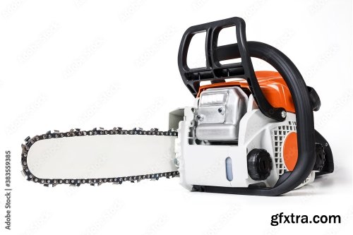 Professional Petrol Chainsaw Isolated On A White Background 7xJPEG