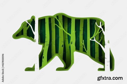 Vector And Digital Craft Style Of Green Eco Forest 19xAI