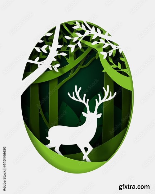 Vector And Digital Craft Style Of Green Eco Forest 19xAI