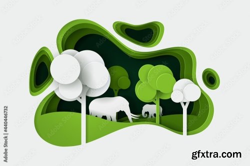 Vector And Digital Craft Style Of Green Eco Forest 19xAI