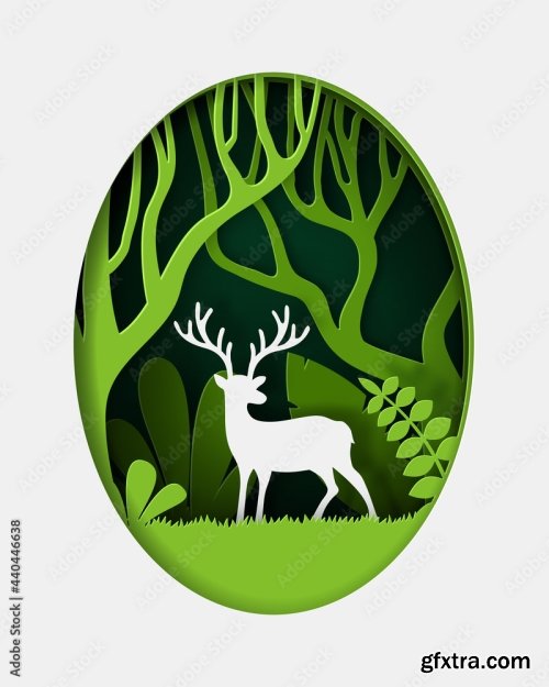 Vector And Digital Craft Style Of Green Eco Forest 19xAI