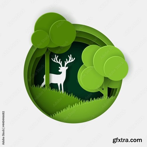 Vector And Digital Craft Style Of Green Eco Forest 19xAI