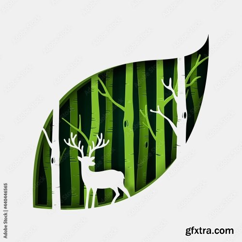 Vector And Digital Craft Style Of Green Eco Forest 19xAI